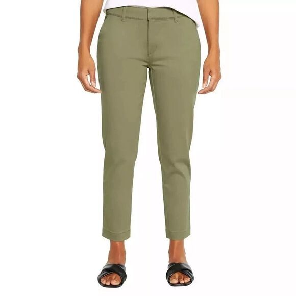 Banana Republic - Slim Straight Cropped Chino Pants in Olive Green - size 10 - Picture 1 of 11